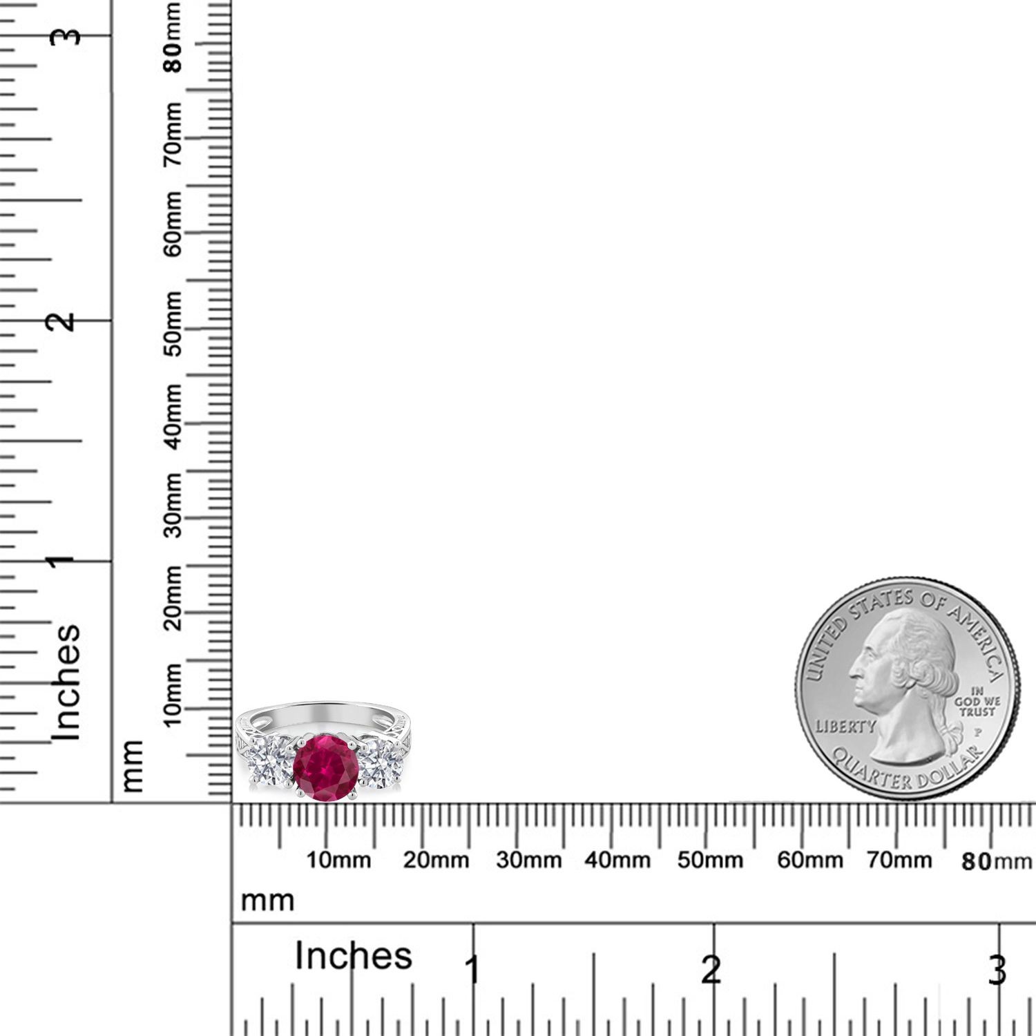 925 Sterling Silver Gemstone Birthstone and White Lab Grown Diamond 3-Stone