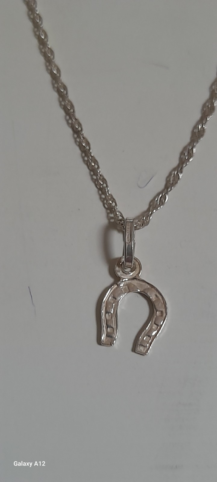 Sterling Silver Necklace W Horseshoe Pendant 40 Cm Or 16 Inch