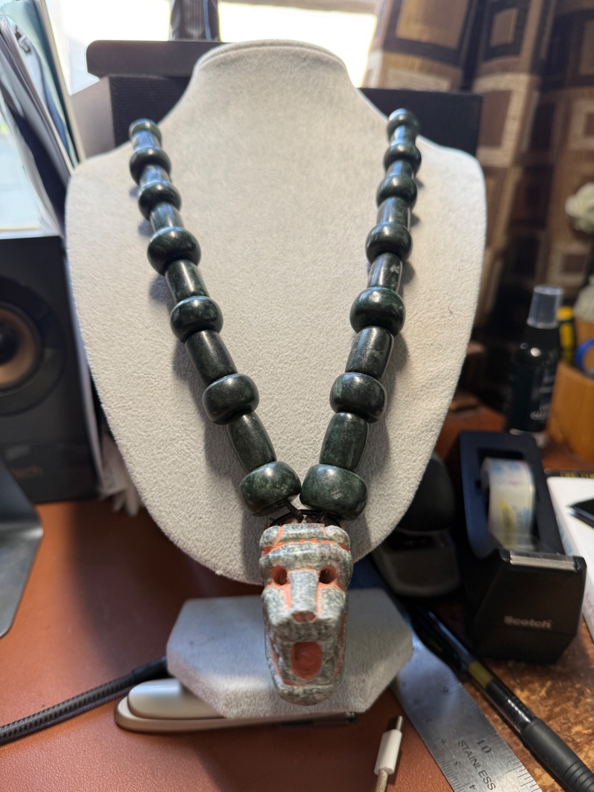 Serpentine Quetzalcoatl Feathered Serpent Necklace, Kukulkan Mayan Plumed #41