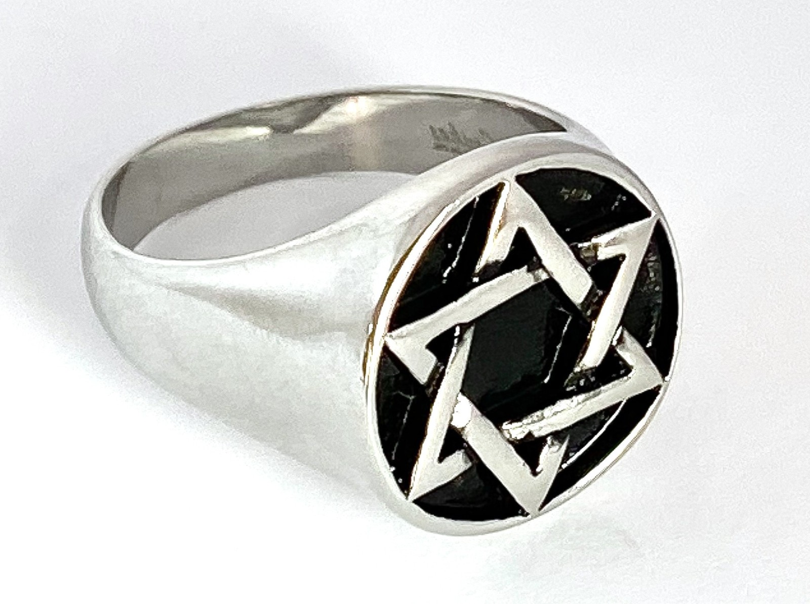 Stainless Steel Star of David Medallion Cast Ring Band Size 9-14 (FL292)