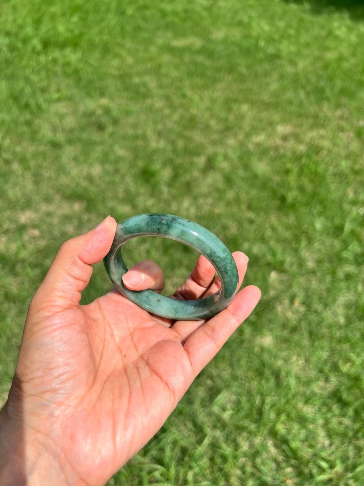 Full Rich Green 100% Natural Grade A Jadeite Jade Bangle Bracelet 57.8mm H186