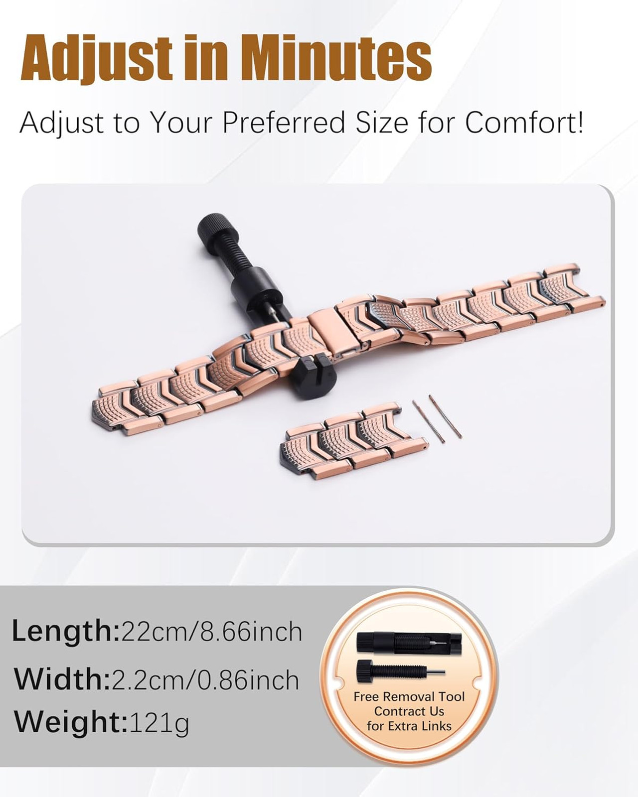 Jeracol 3X Strength Magnetic Copper Bracelet for Men – 99.9% Pure Copper