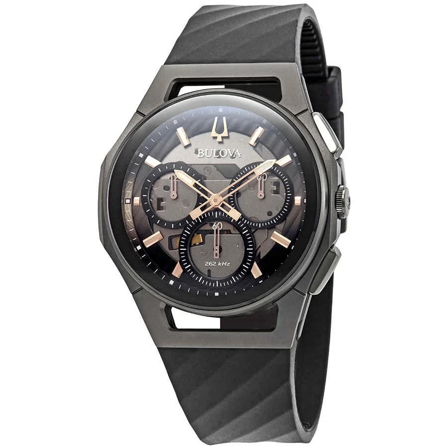 Bulova Curv Chronograph Dark Gray Dial Men’s Watch 98A162 New In Box