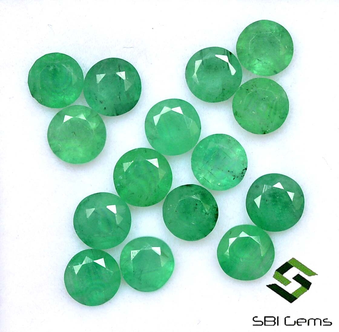 7.21 CTS Natural Emerald Round Cut 5 mm Lot 15 Pcs Calibrated Loose Gemstones