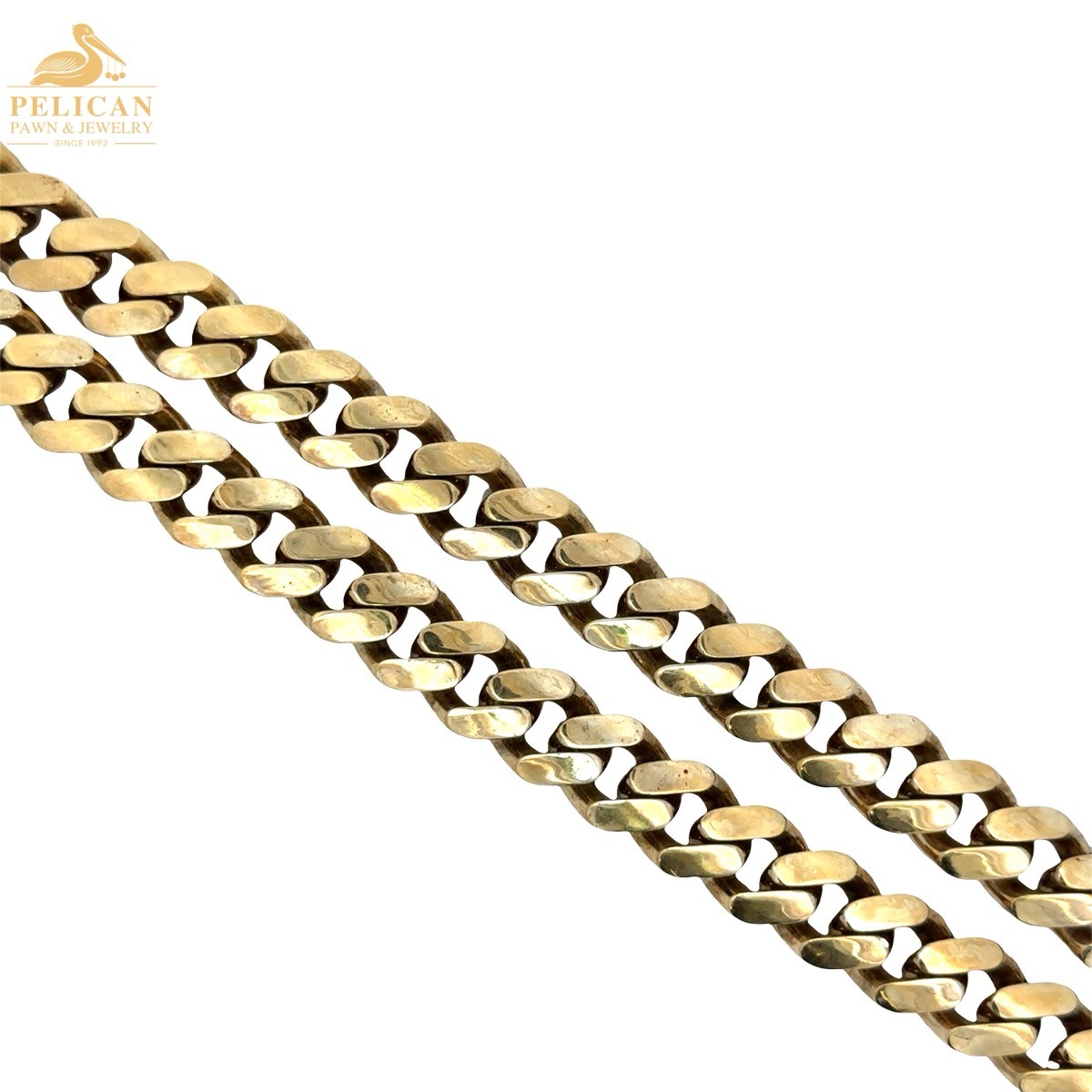 22″ 10K Gold & White Stone Hollow Cuban Chain 10.9mm Thick (MYEE) (PSH039776)