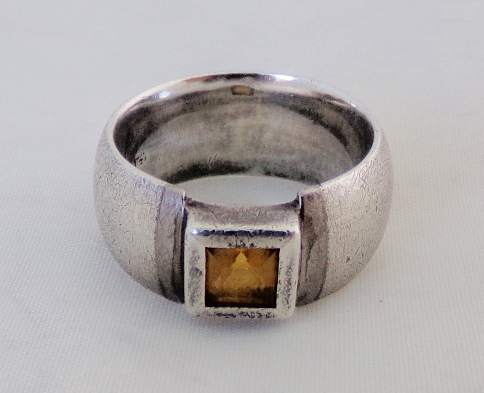 Sterling Silver & Palladium Band w/ Square Cut Citrine – Size 6 Ring – Hyde Park