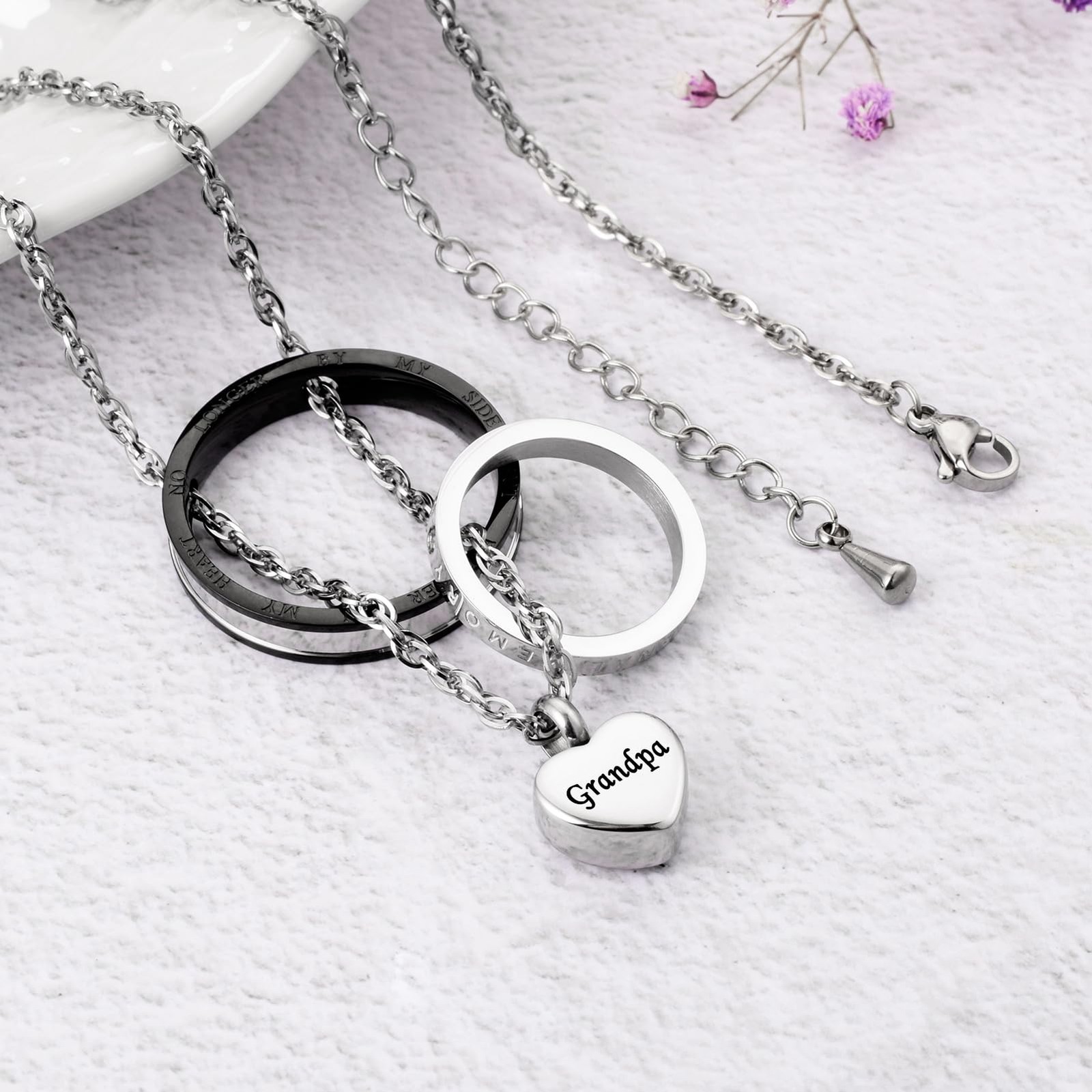 Cremation Urn Necklace for Ashes Eternal Memory Carved Keepsake Stainless Ste…