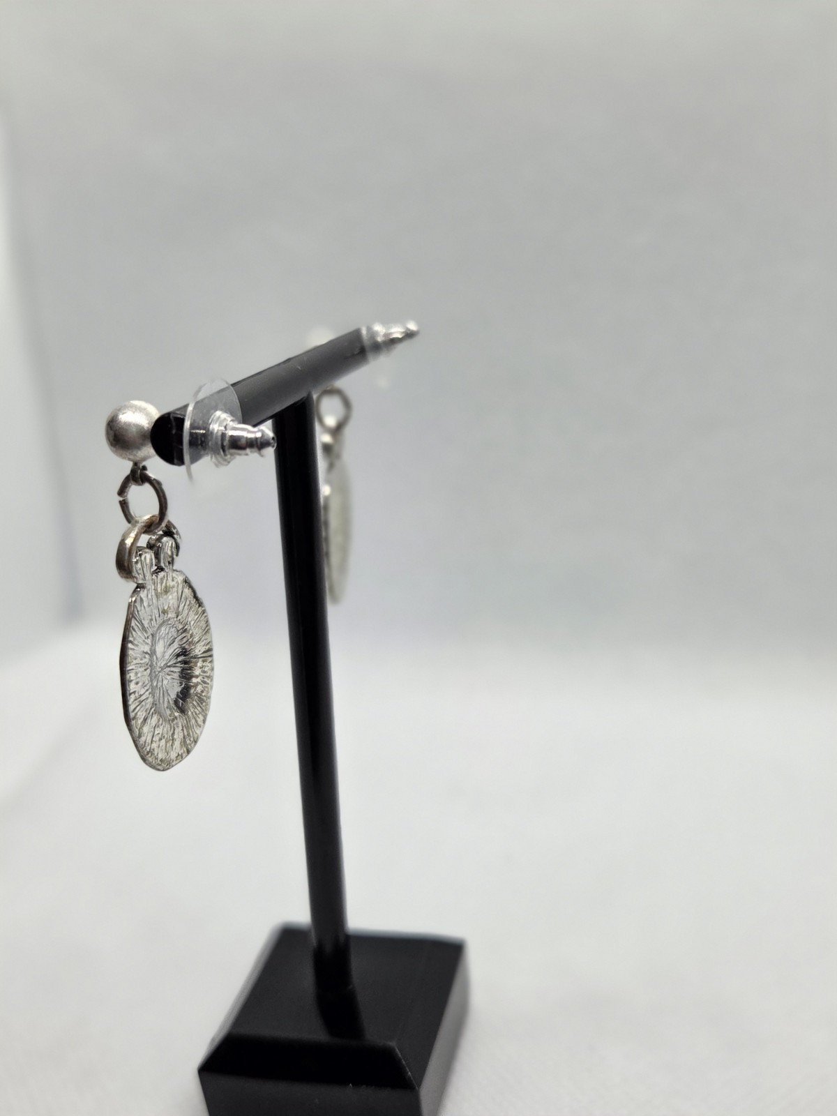 Round Silver Dangle Earrings