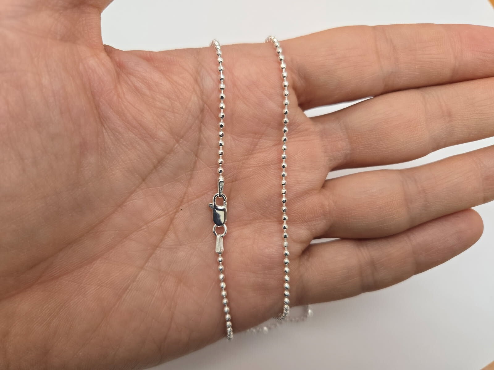 925 Sterling Silver Faceted Pallini Bead Ball Chain Necklace Bracelet 1.8mm
