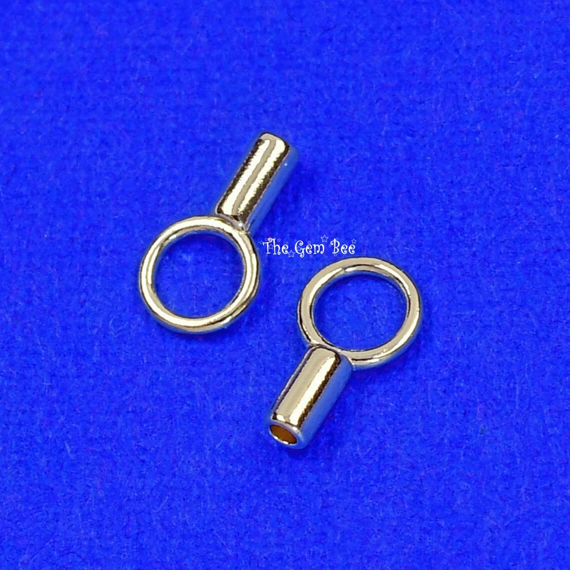 14k Solid Yellow Gold Crimp Cap End Stringing Finding With 0.9mm Holes 4mm Jump