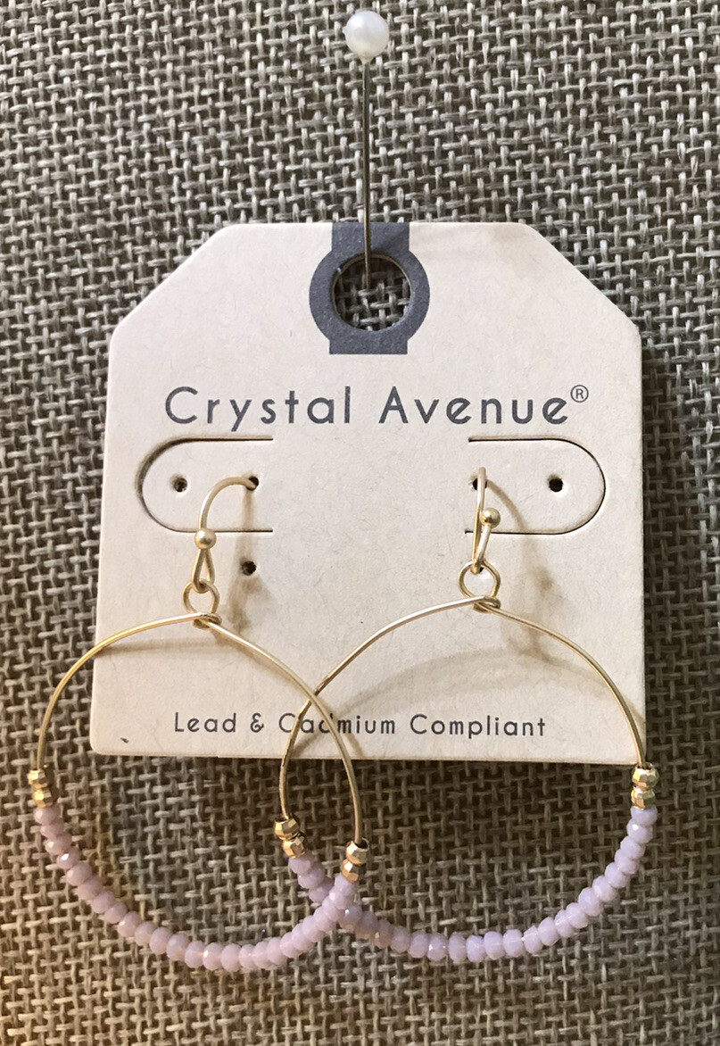 NEW Crystal Avenue Lavender Glass Bead Dangle Earrings NWT