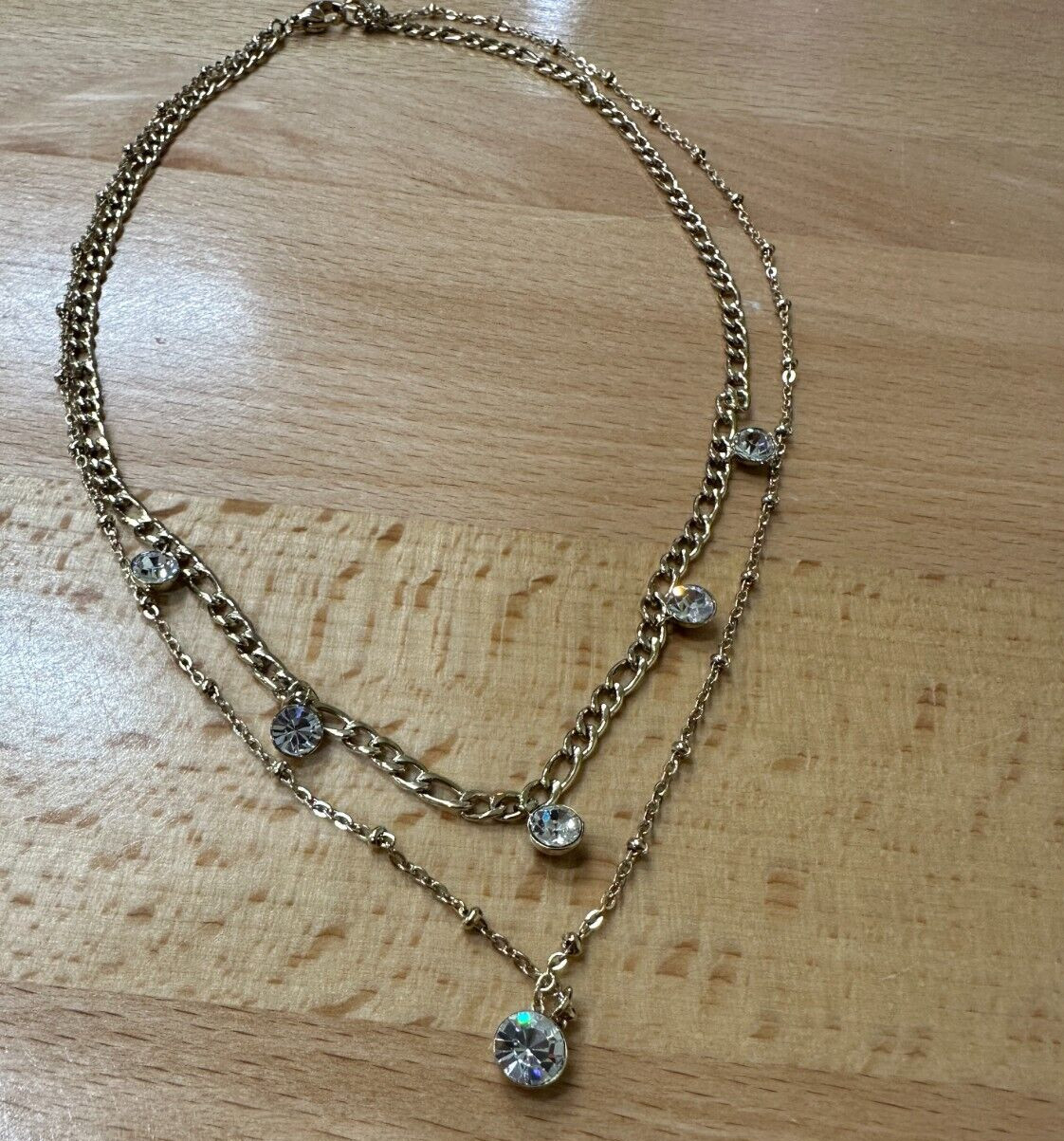 Brosway Italia Symphonia Double Chain Necklace in Gold/Crystal 480mm