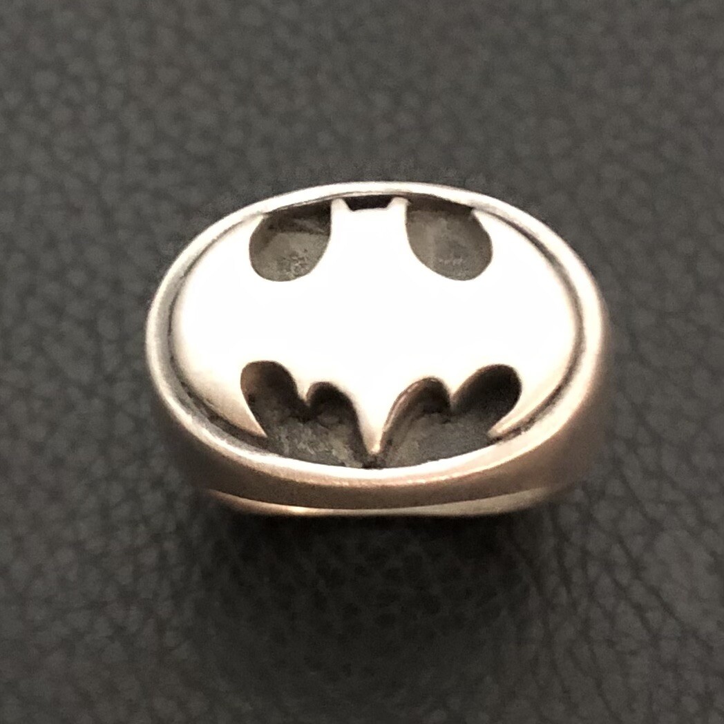 MJG STERLING SILVER OVAL BATMAN RING. STARTS AT SIZE 10