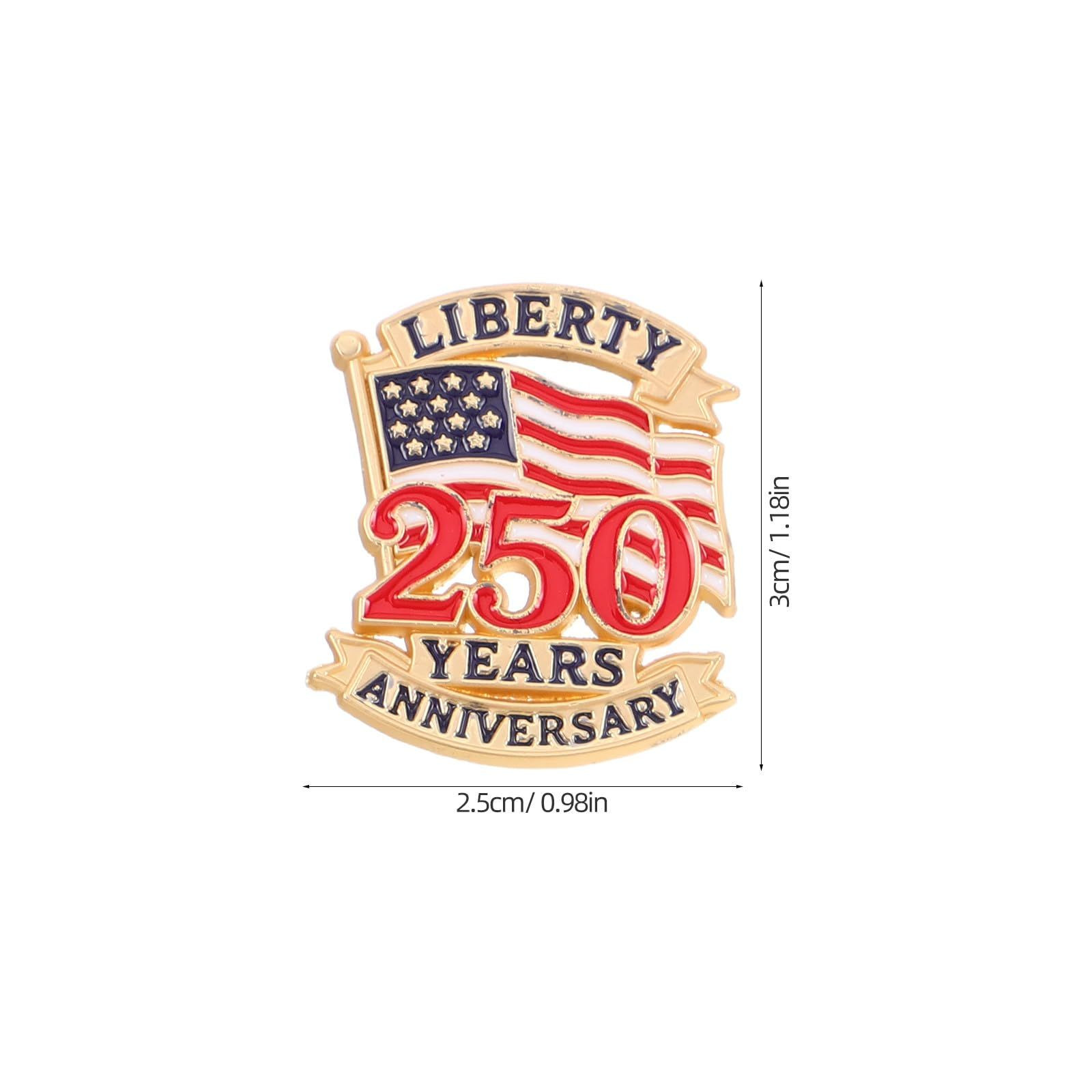10 Pcs 250 Years America Flag Anniversary Pins, 3.00X2.50X1.00CM, Multicolor