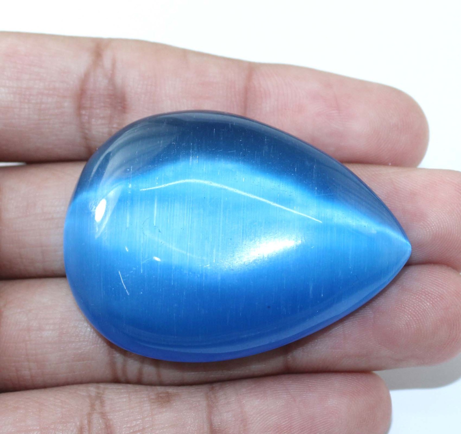 Certified 170.25 Ct Natural Blue Cat’s Eye Pear Gems T37327 Father’s Day Offer