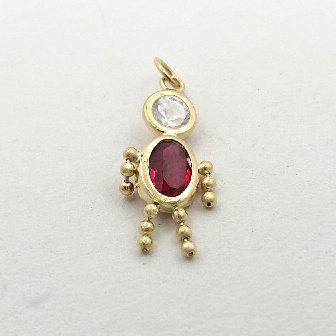 14k Gold Little Boy July Birthstone cz Charm Pendant New