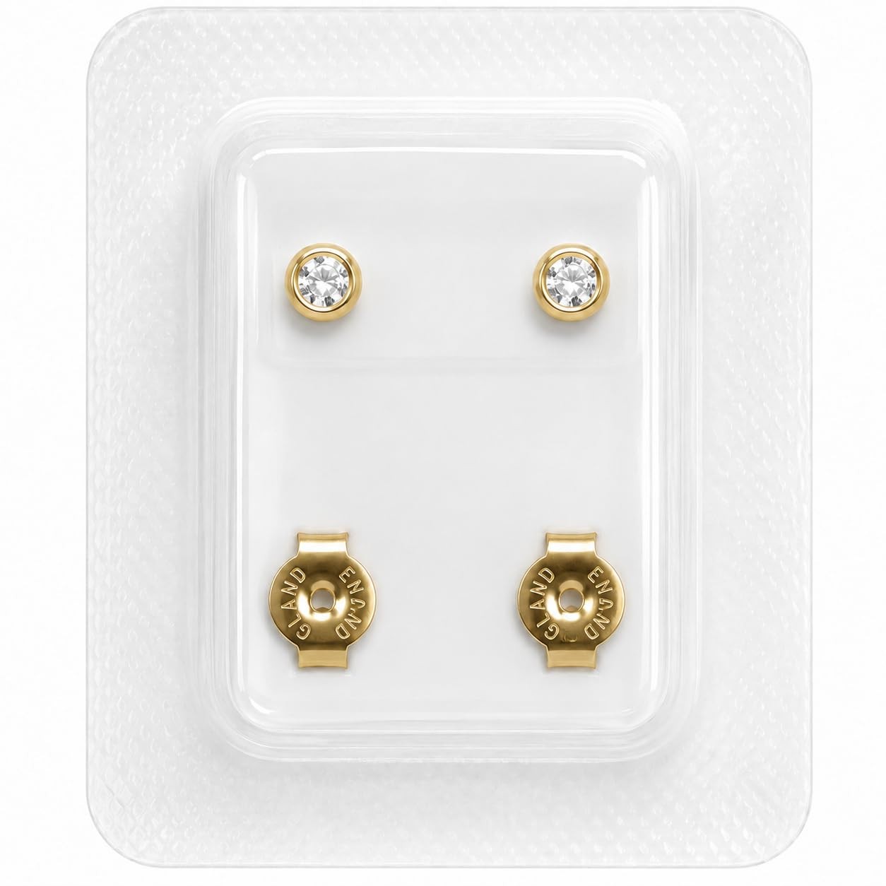 Caflon 16G 24K Gold Plated Bezel Crystal Piercing Studs 4mm 12 Pairs