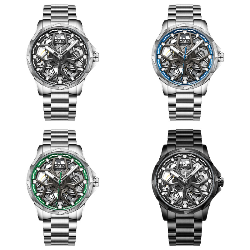 MARK FAIRWHALE Hollow Out Luminous Waterproof Automatic Mechanical Wristwatch