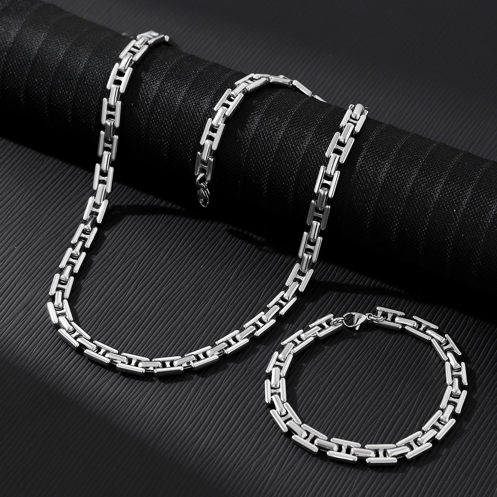 Fade-free Stainless Steel Link Set, Suitable for Men & Women Daily Wear