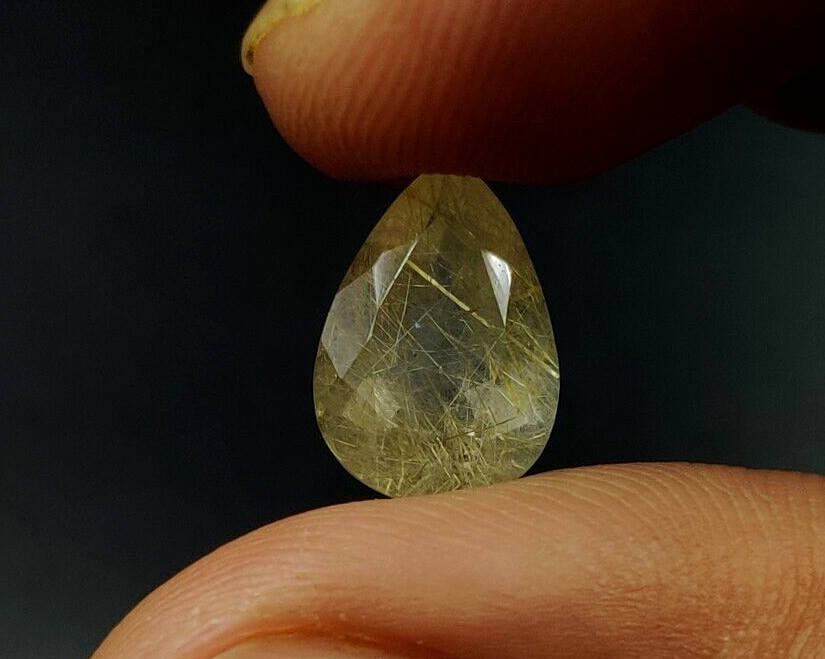 4.1 CT Golden Rutilated Quartz Pear Shape 13.3X9.10mm Faceted Cut Gemstone W64