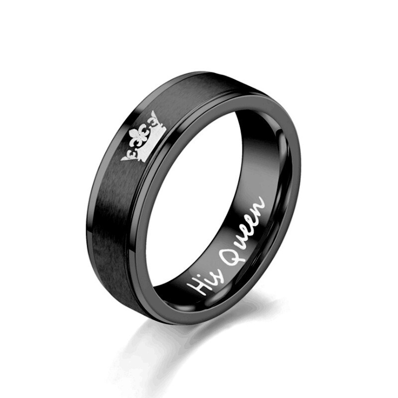 2pcs Couple’s Matching Ring Her King His Queen Wedding Band Stainless Steel
