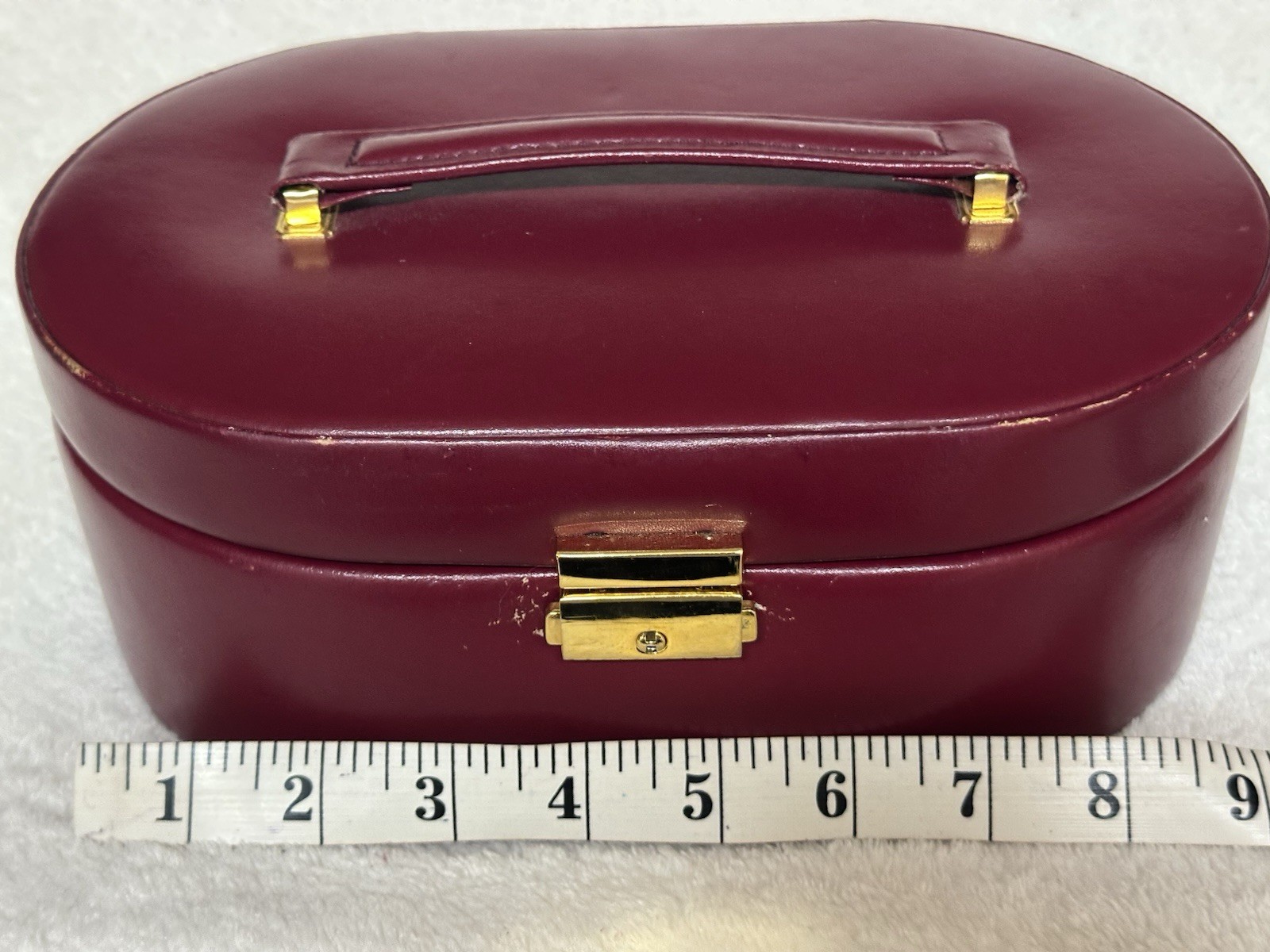 Burnt Red Faux Leather Jewelry Box w/ Velvet Lining &Multiple Compartments