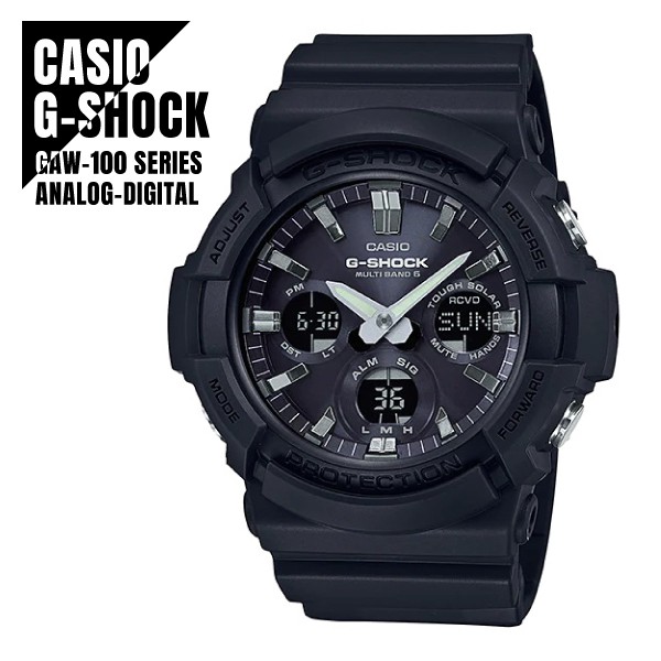 CASIO G SHOCK Radio Reception Tough Solar GAW 100B 1AJF Black Men’s Watch New