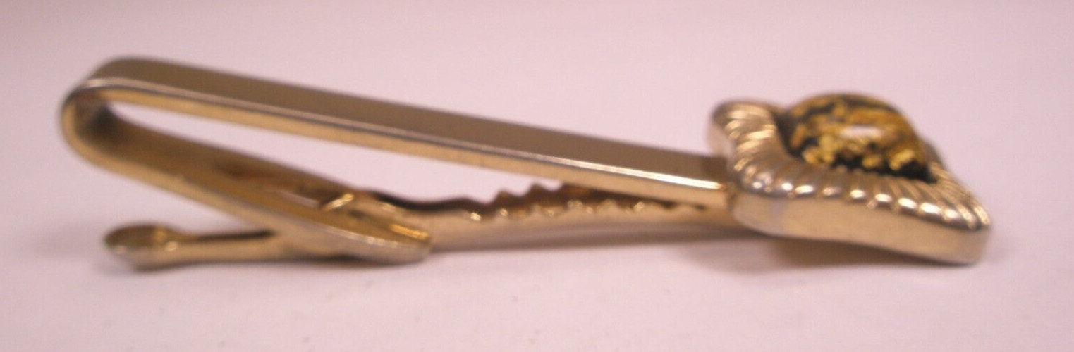 2-1/8″ Gold Flake in Acrylic Gold Tone Vintage HICKOK Tie Bar Clip simple design