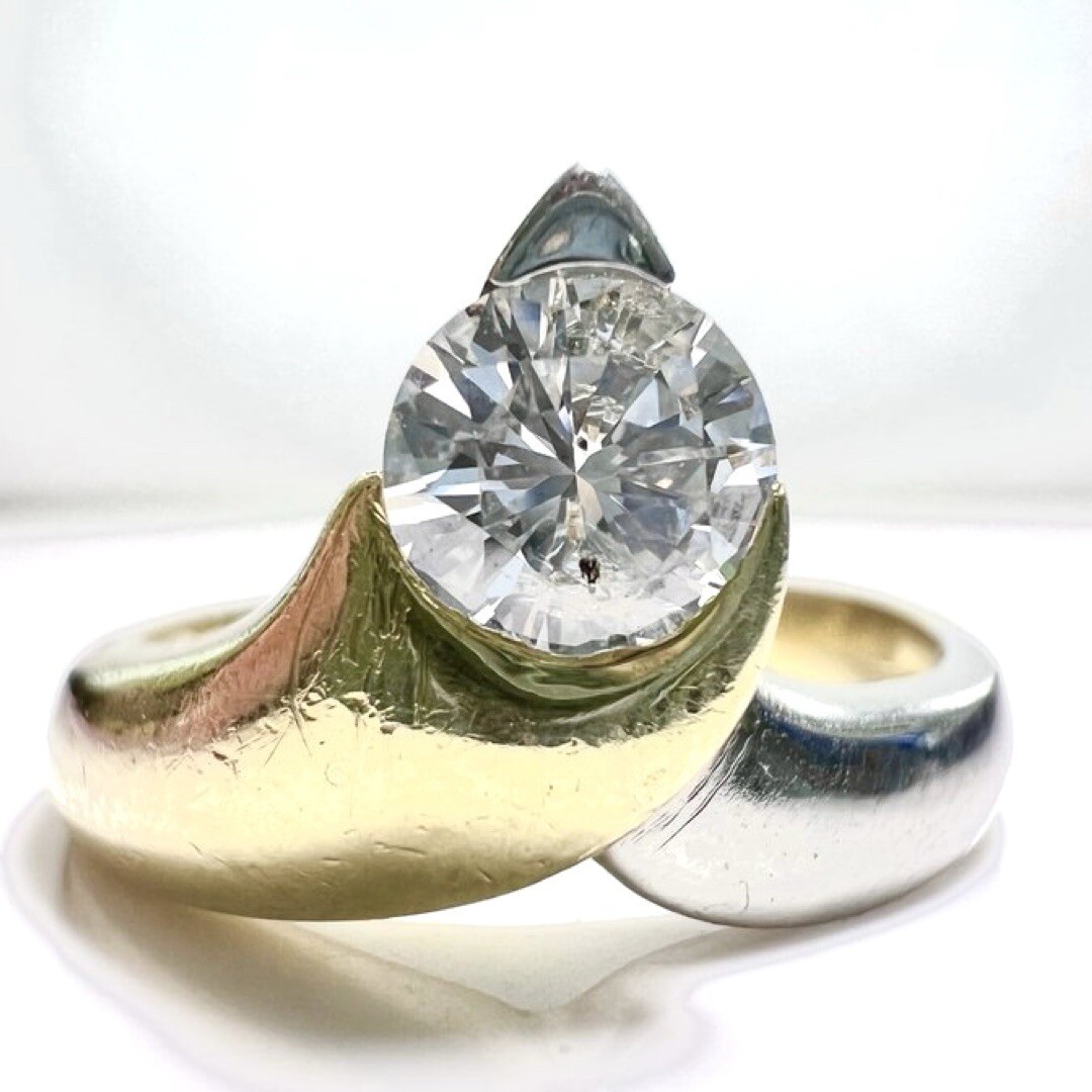 Ring 750 Gold 0.70 ct. Diamond Size 59/ 18.8mm 5.9 Grams G/P Excellent Condition