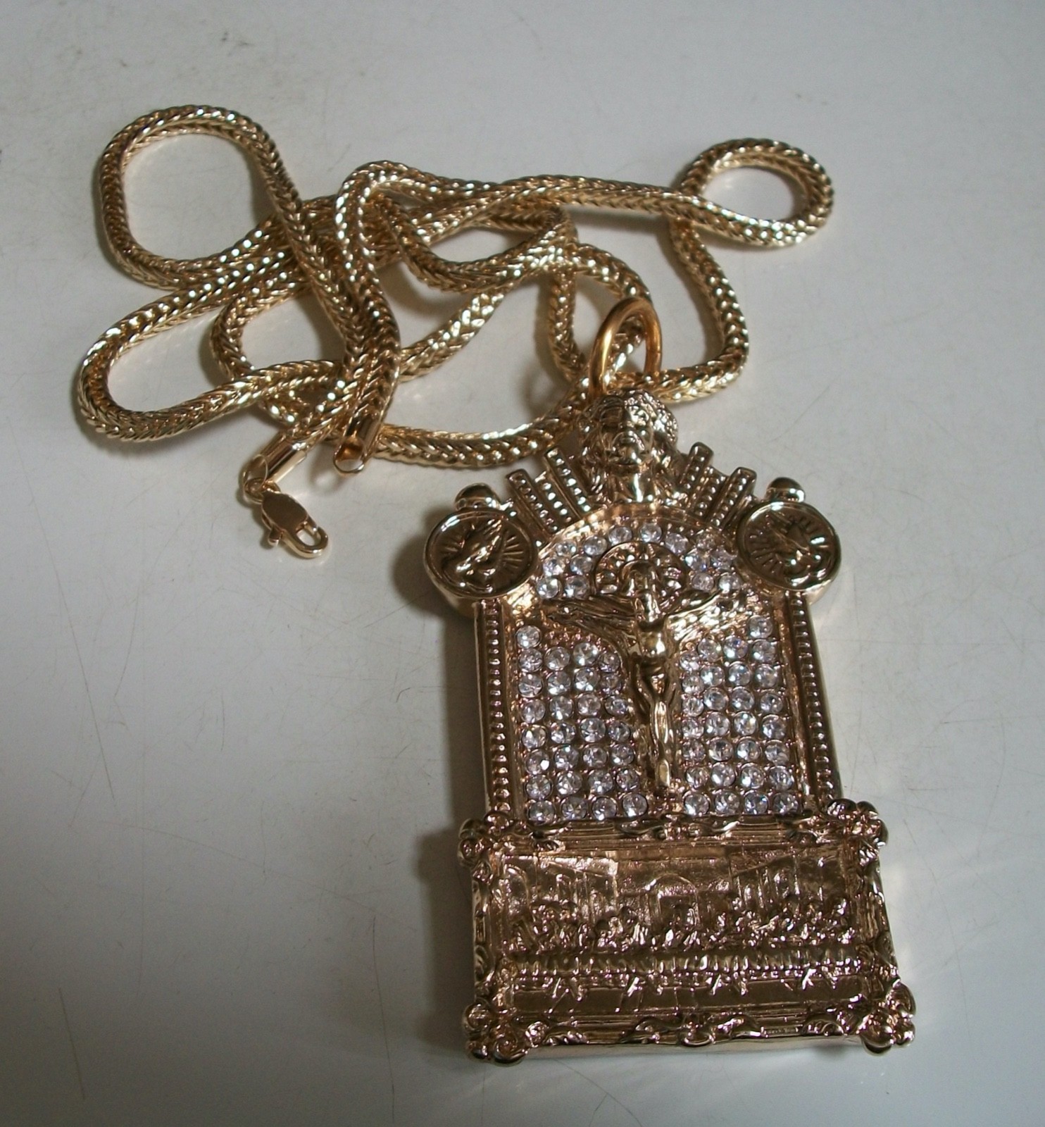 Men’s Gold Finish Stone Fashion Last Supper Dressy Hip Hop Chain & Charm