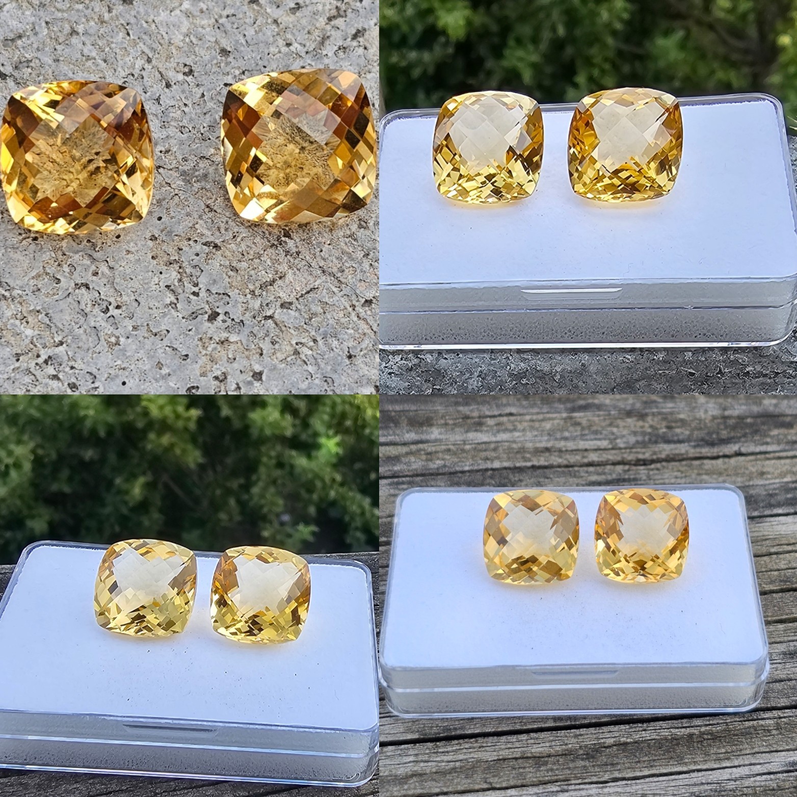 Citrine Pair of 14.2mm Cushions Loose Gemstone!
