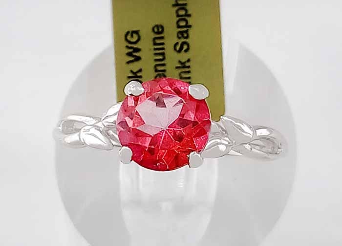 GENUINE 2.15 Cts PINK SAPPHIRE RING 10K WHITE GOLD – Free Certificate Appraisal