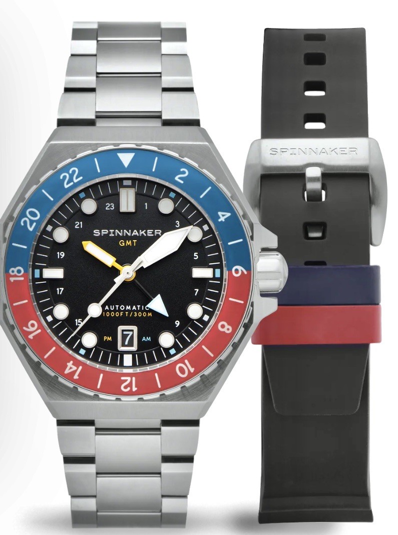 SPINNAKER DUMAS GMT AUTOMATIC Cobalt Crimson 44mm 300m Diver Stainless Steel
