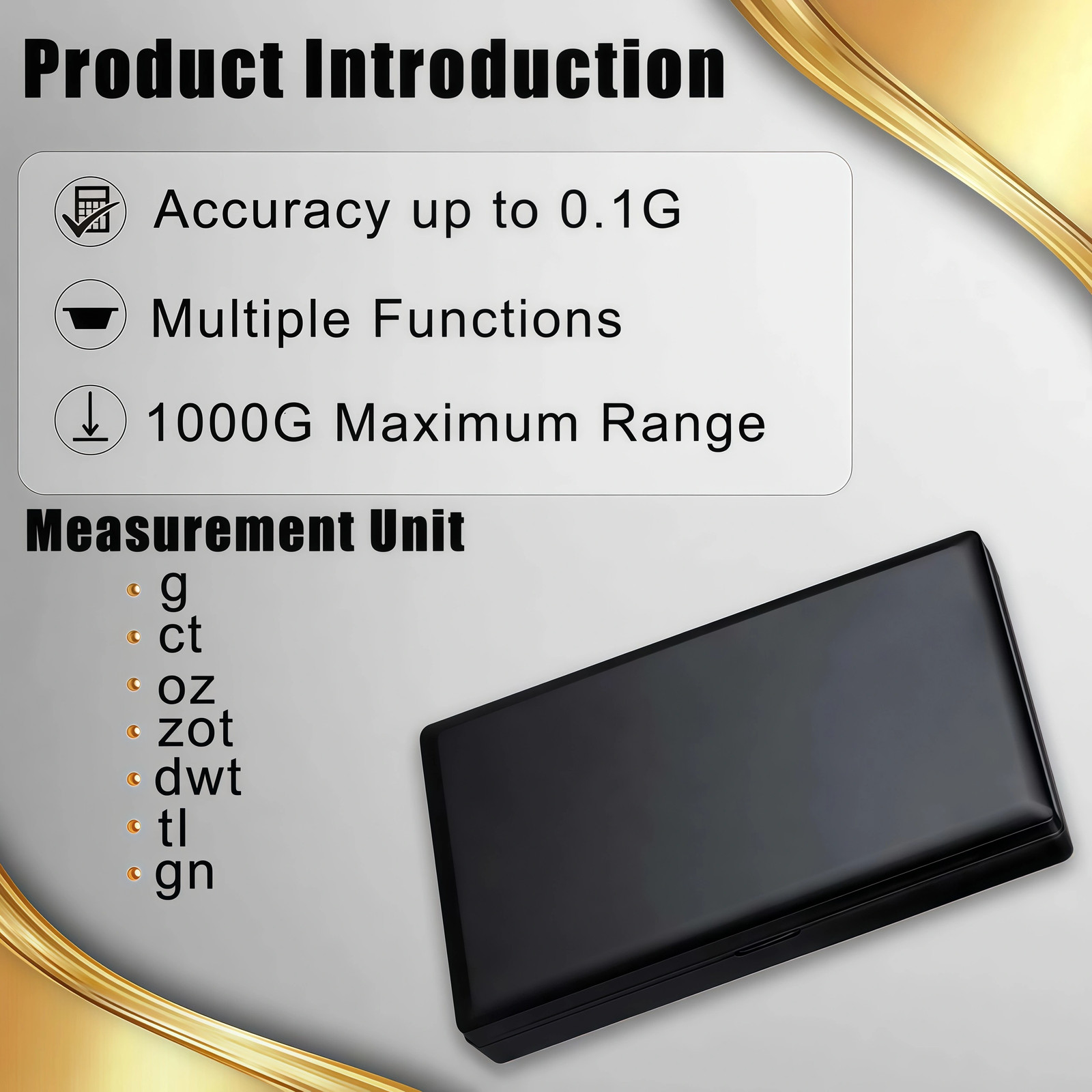 Digital Scale 1000g x 0.1g Jewelry Gold Silver Coin Gram Pocket Size Herb Grain
