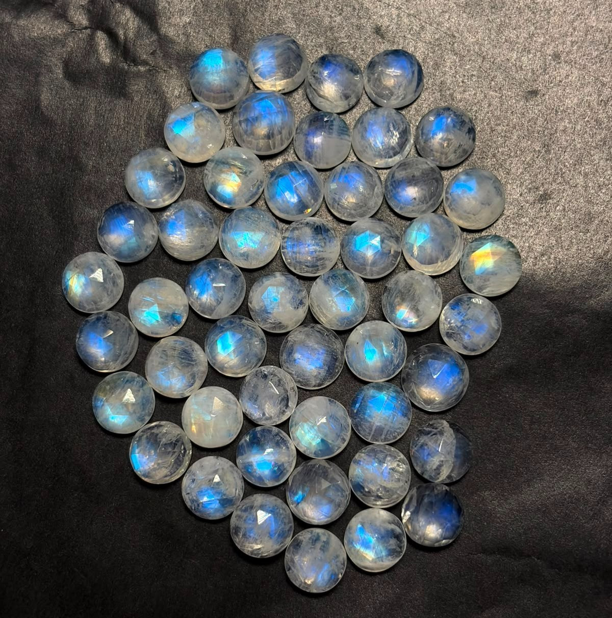 Rainbow Moonstone A One Quality 7 mm Natural Moonstone Rose Cut Loose Gemstone