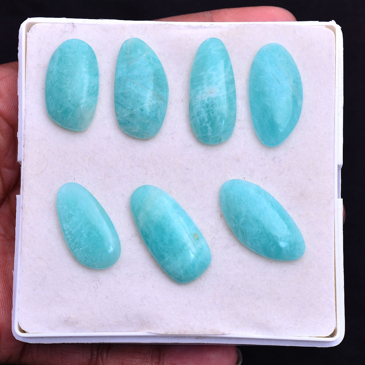 7 Pcs Natural Amazonite Untreated 25mm-29mm Cabochon Loose Gemstones Wholesale