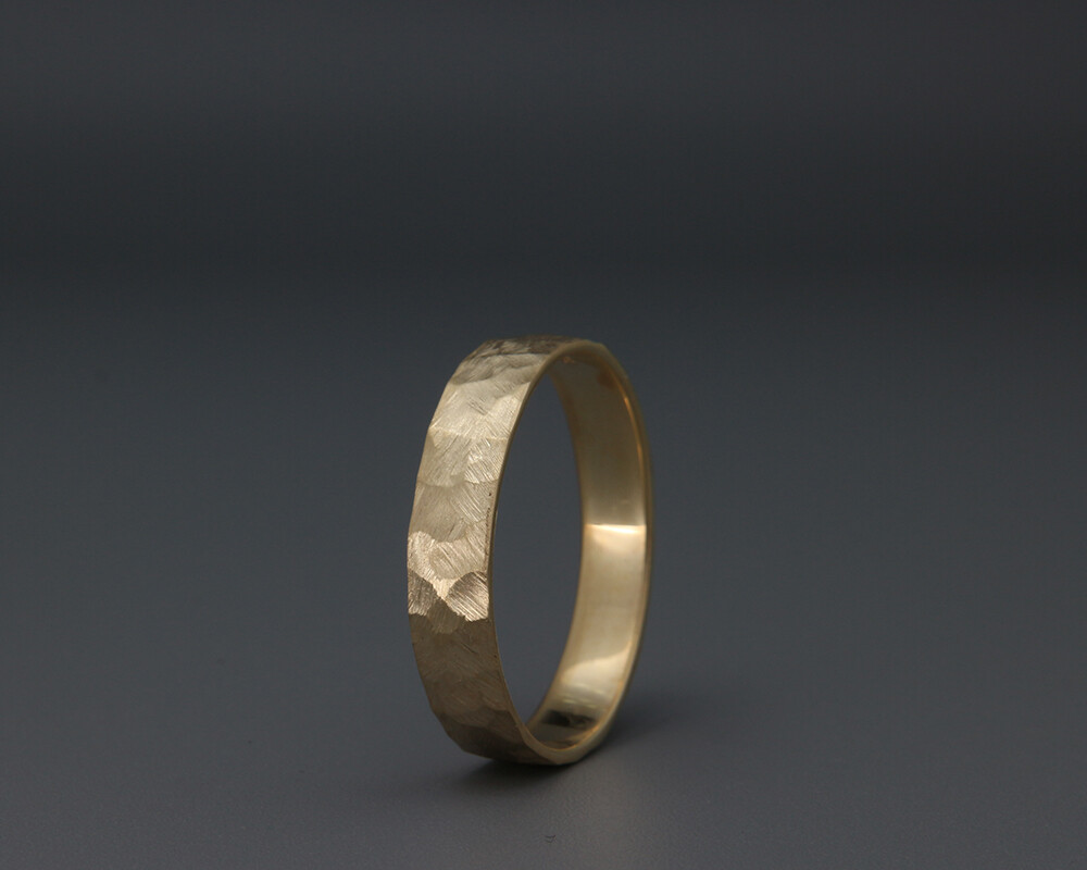 14K Gold Rough Faceted Textured Men Wedding Band | 3mm 4mm 5mm 6mm 7mm 8mm