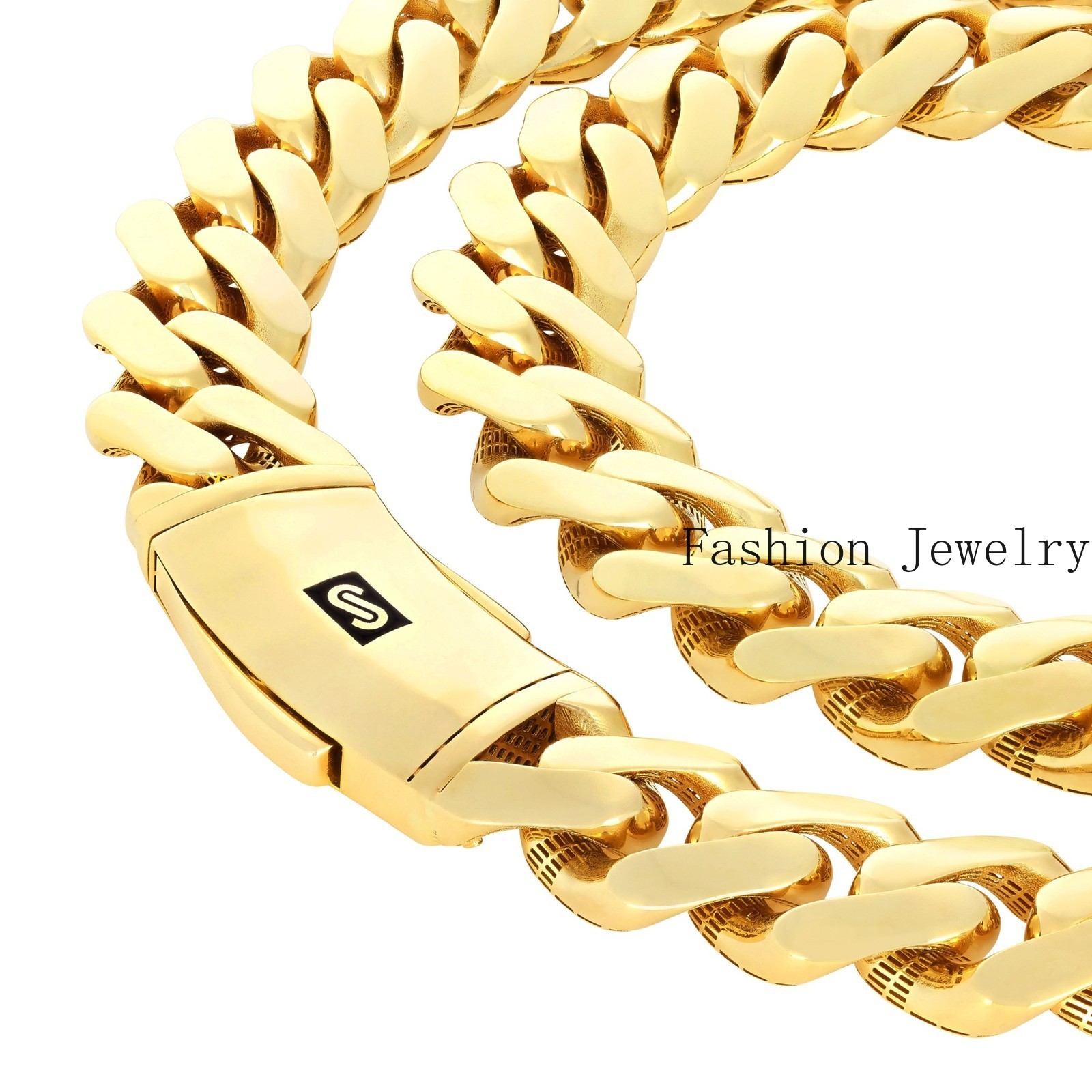 10K Yellow Gold Miami Cuban Royal Monaco Chain 5mm-20mm Necklace Bracelet 6″-30″
