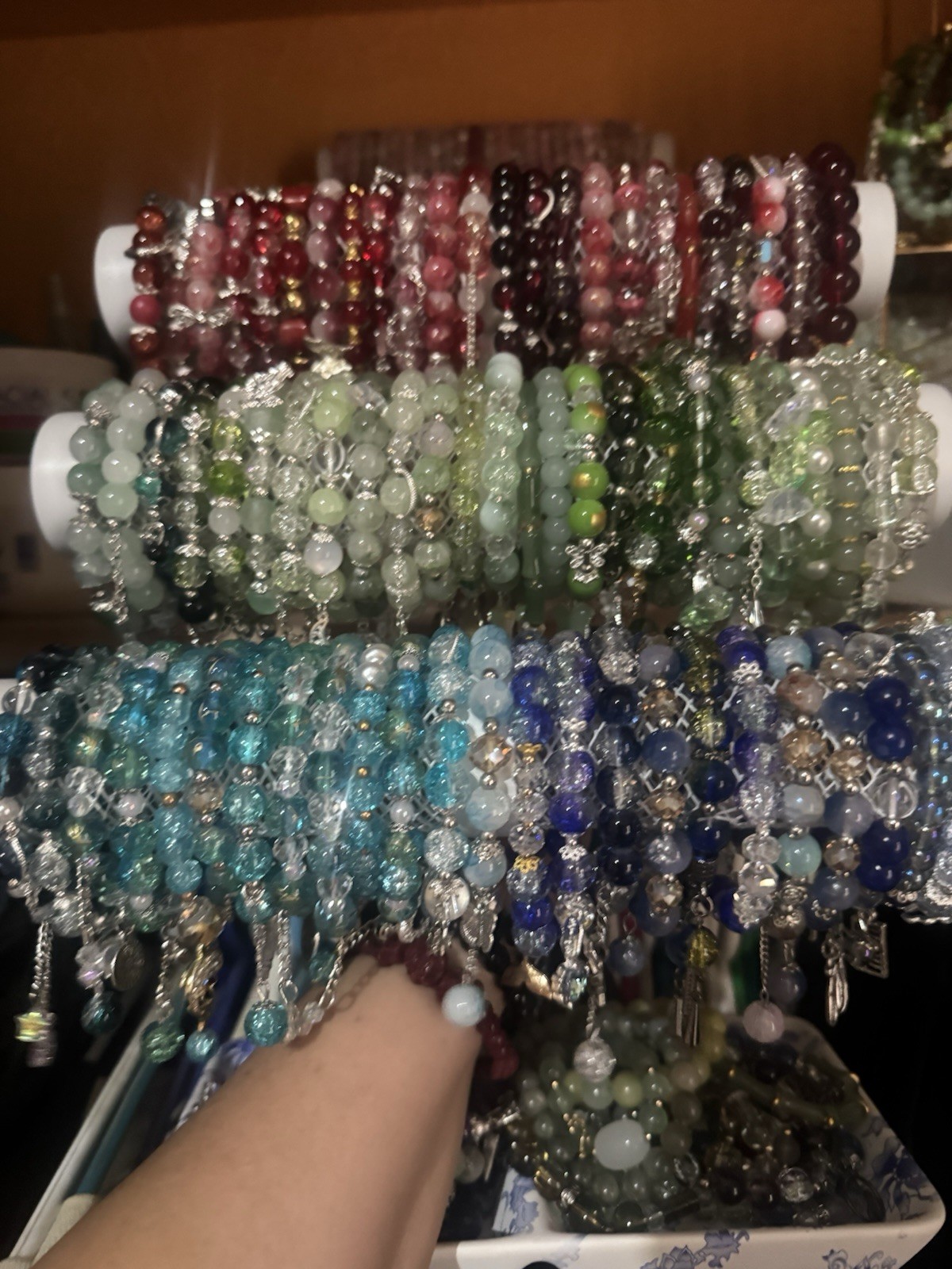 Mixed Jewelry Lot 50+ Multicolor Beaded Stretch Bracelets Mixed Materials