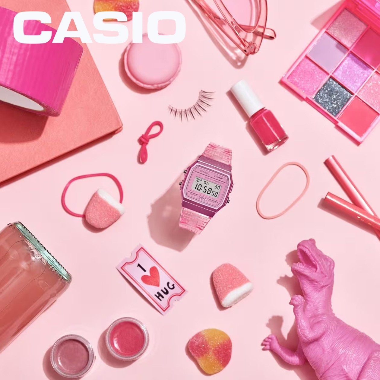 CASIO F-91WS-4JH Transparent Pink Band Classic Digital Watch