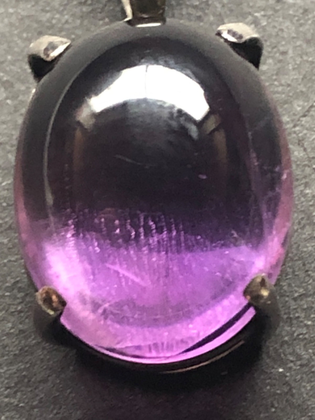 Designer Sterling Cabochon Amethyst Ring & Pendant w/Sterling 44 gram Chain
