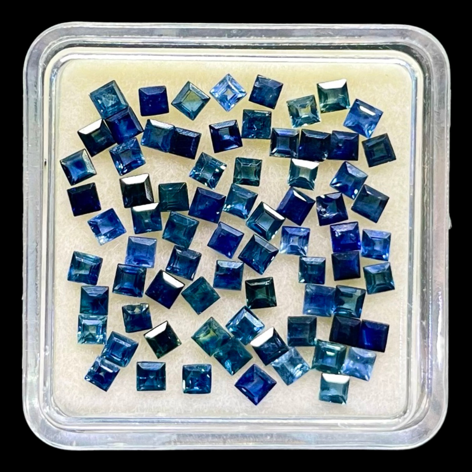 50 Pcs Natural Blue Sapphire 1.7mm Square Cut Loose Gemstones Lot Sri Lanka