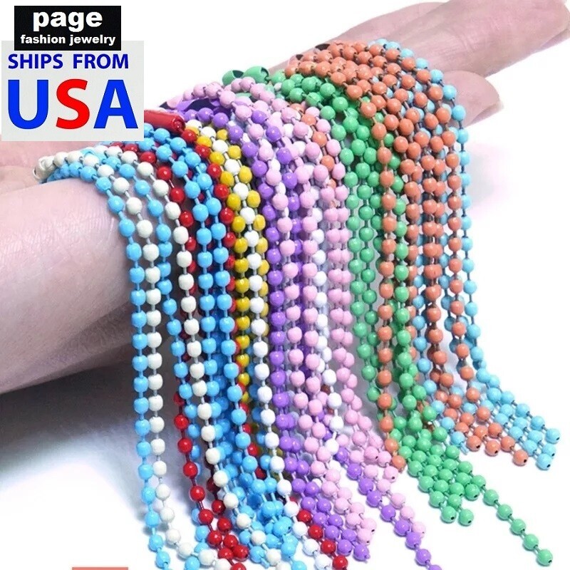 5 Pcs 4″- 2.4mm Colorful Chains Metal Ball Chain Keychains for Extensions, Tags