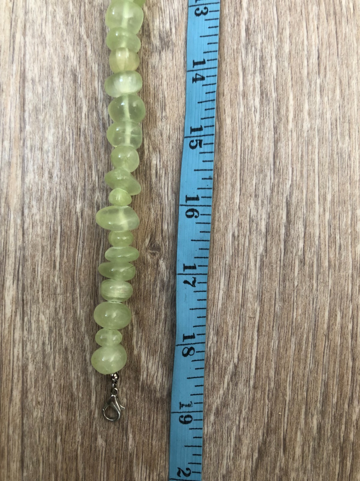 Natural Prehnite Necklace – Polished Beads – 49 cm / 114 g – Green Gemstone