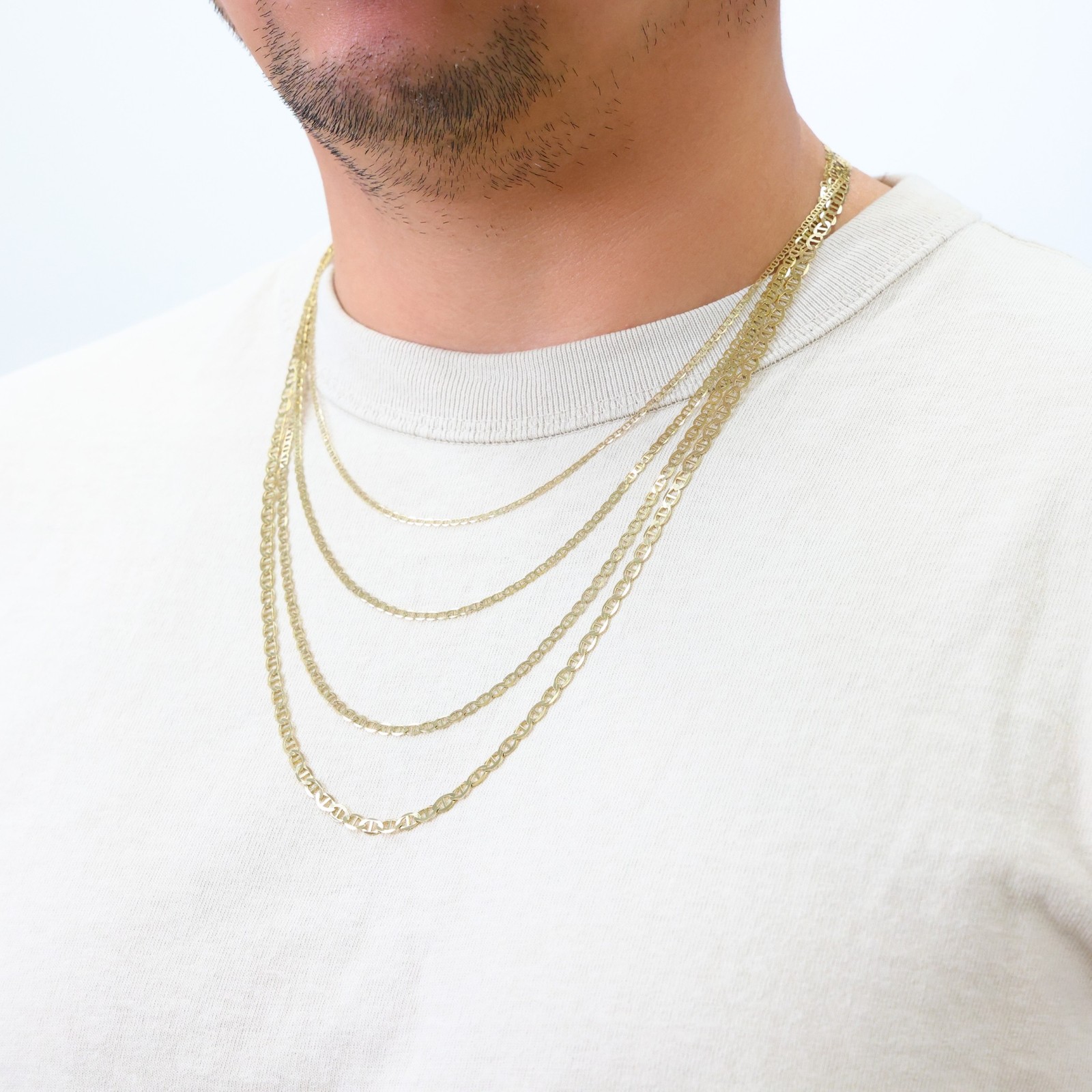 10K Yellow Gold Solid 2mm-9mm Mariner Anchor Link Chain Necklace Bracelet 7″-30″