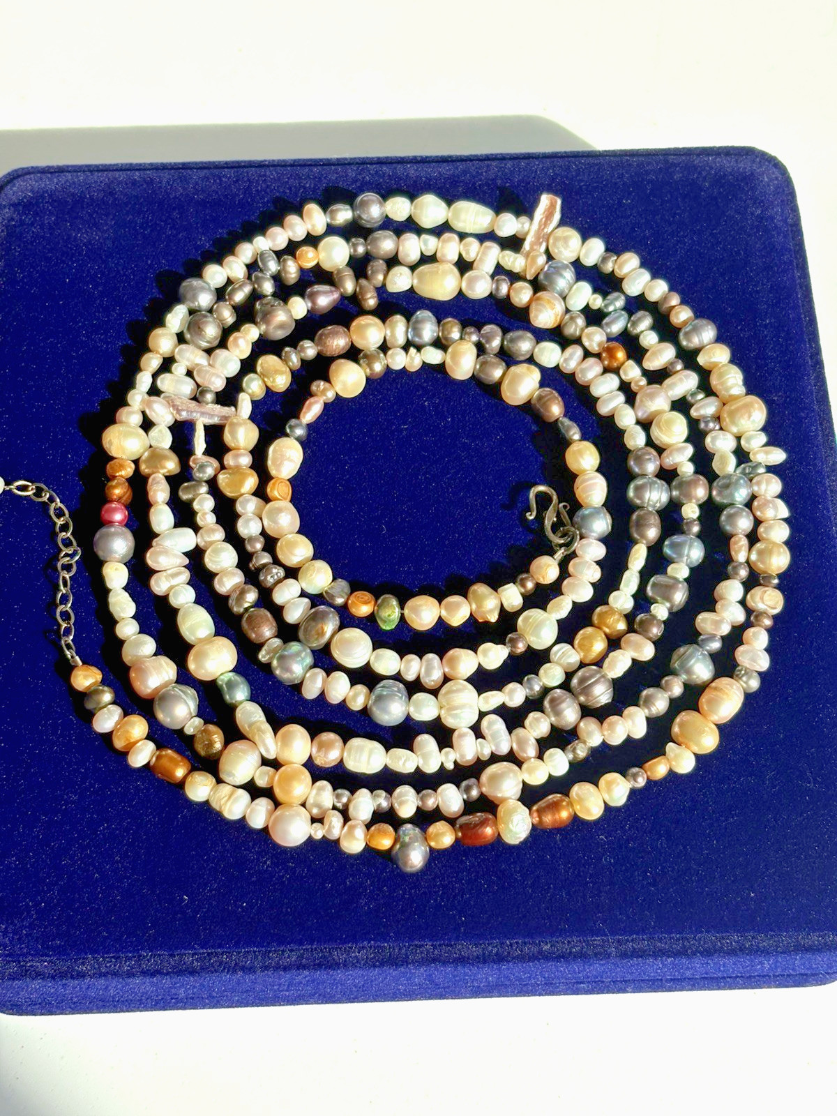 Multicolor Freshwater Pearl 69″ Long Necklace Iridescent Variation