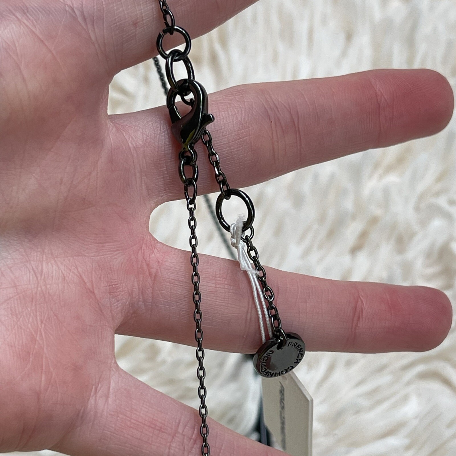 NWT French Connection Horizontal Black Tube Bar Pendant With 18” Chain