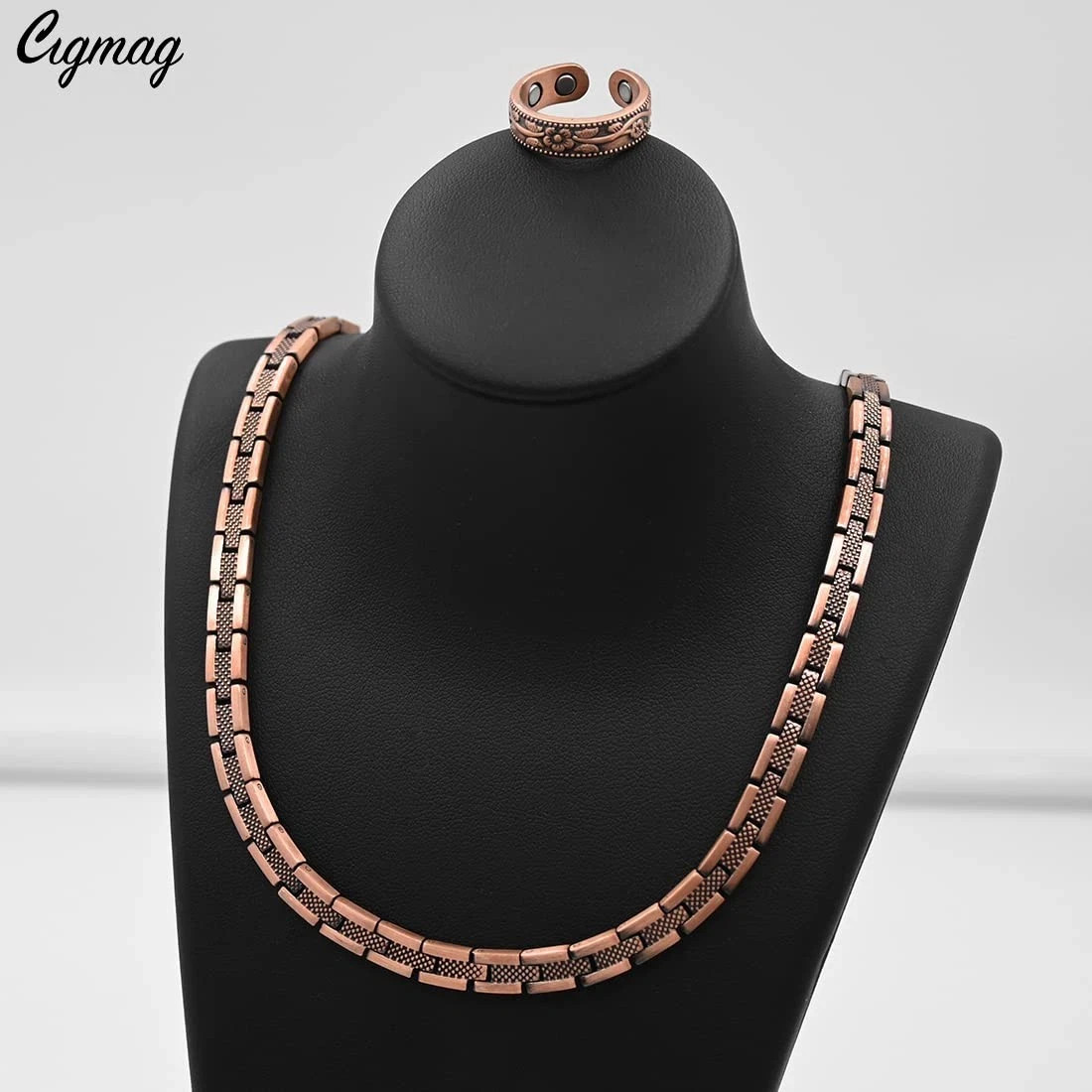 Copper Necklace for Men – Magnetic Necklace 99% Solid Pure Copper Ring Set Ul…