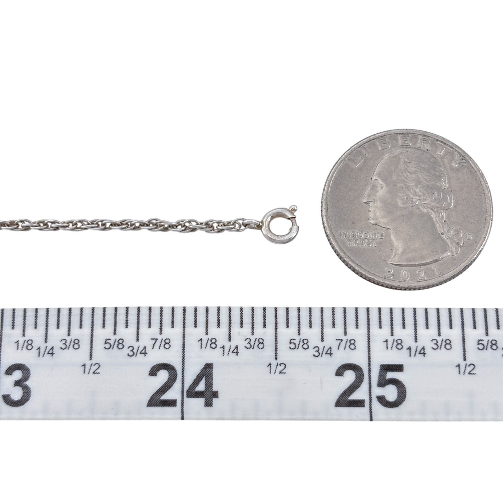 Vintage Sterling Silver 925 Rope Link Chain Necklace 25.5″