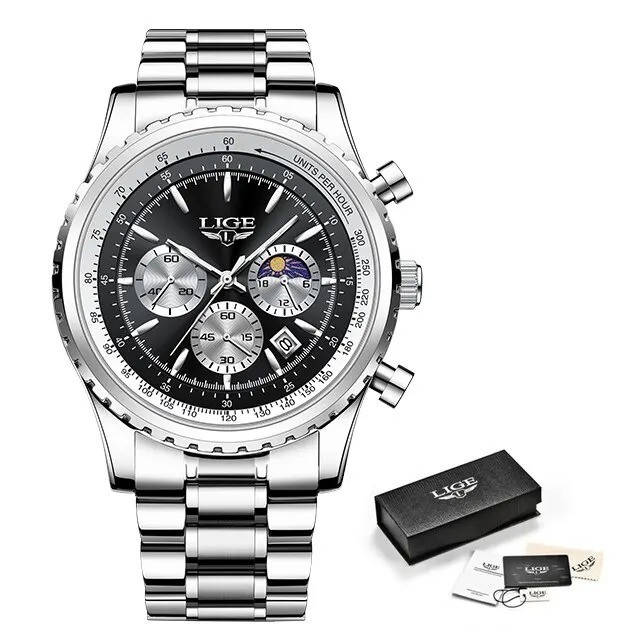 LIGE 2024 Top Brand Luxury New Men Watch Quartz Man Watches Waterproof Luminous